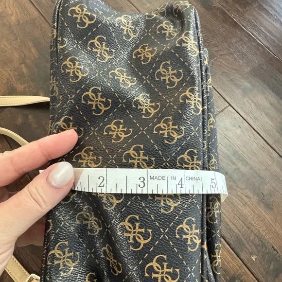 GUESS Monogram Leather Backpack in Brown and Tan - Picture 3 of 16